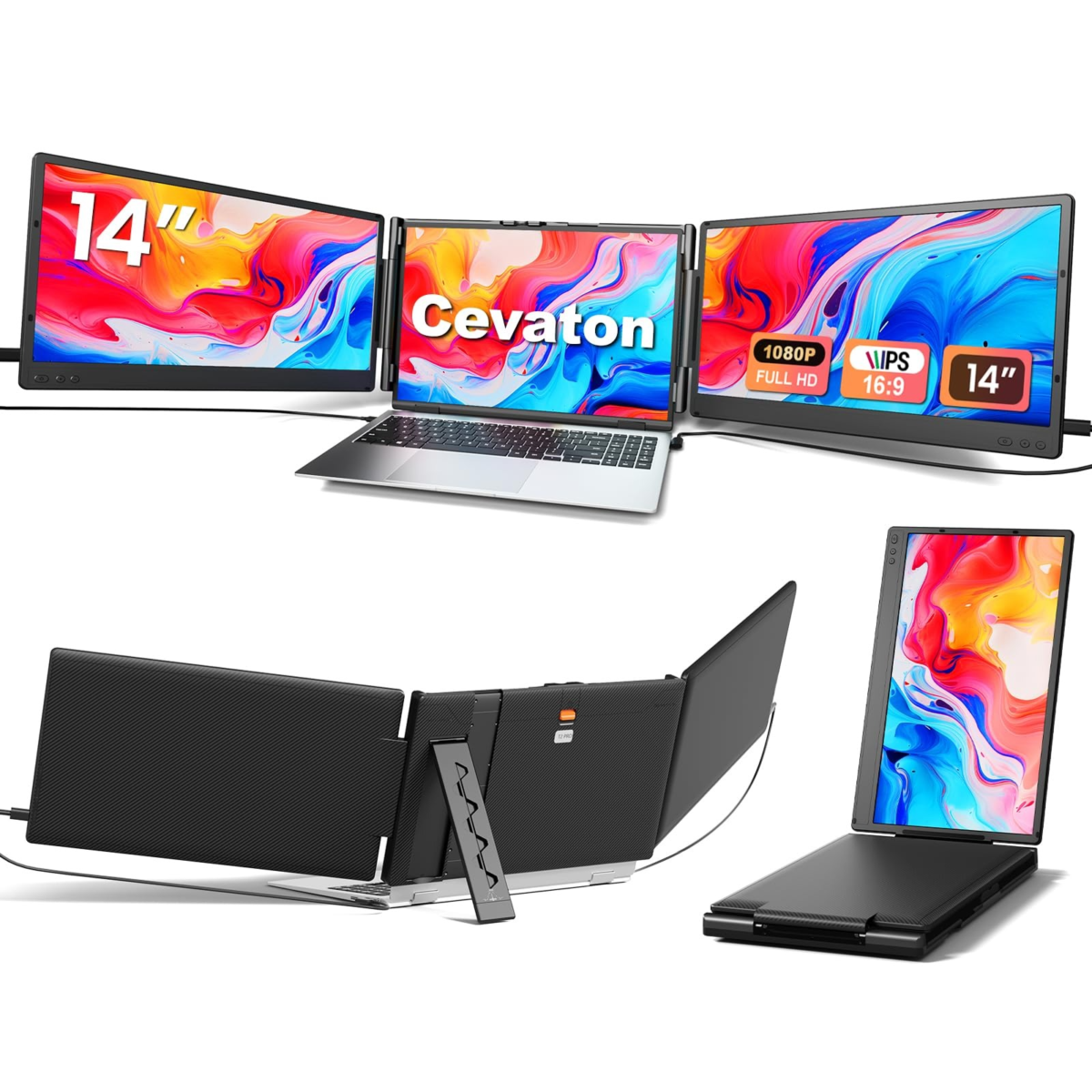 Cevaton 14-Inch FHD 1080P IPS Portable Laptop Monitor