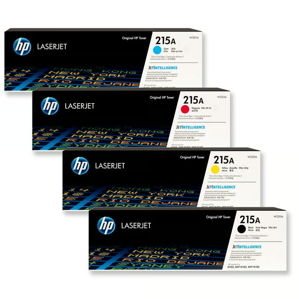 Genuine HP 215A Original LaserJet Toner Cartridge Set – Black, Cyan, Magenta & Yellow (4-Pack)