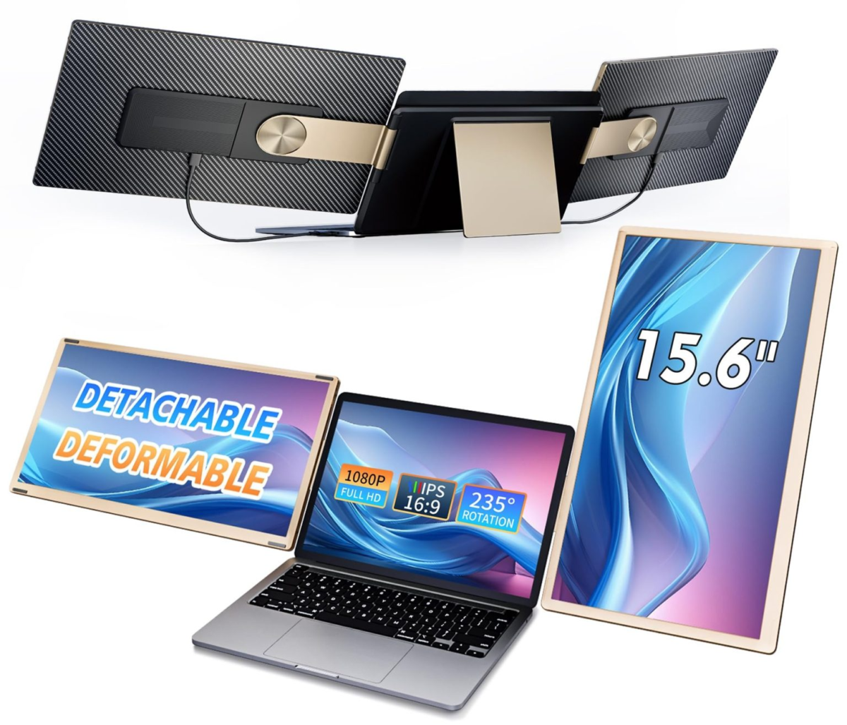 LivElect 15.6-Inch Triple Laptop Screen Extender – FHD 1080P IPS