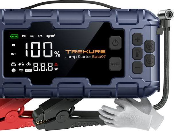 TREKURE Beta07 6000A Car Battery Jump Starter with 160 PSI Air Compressor