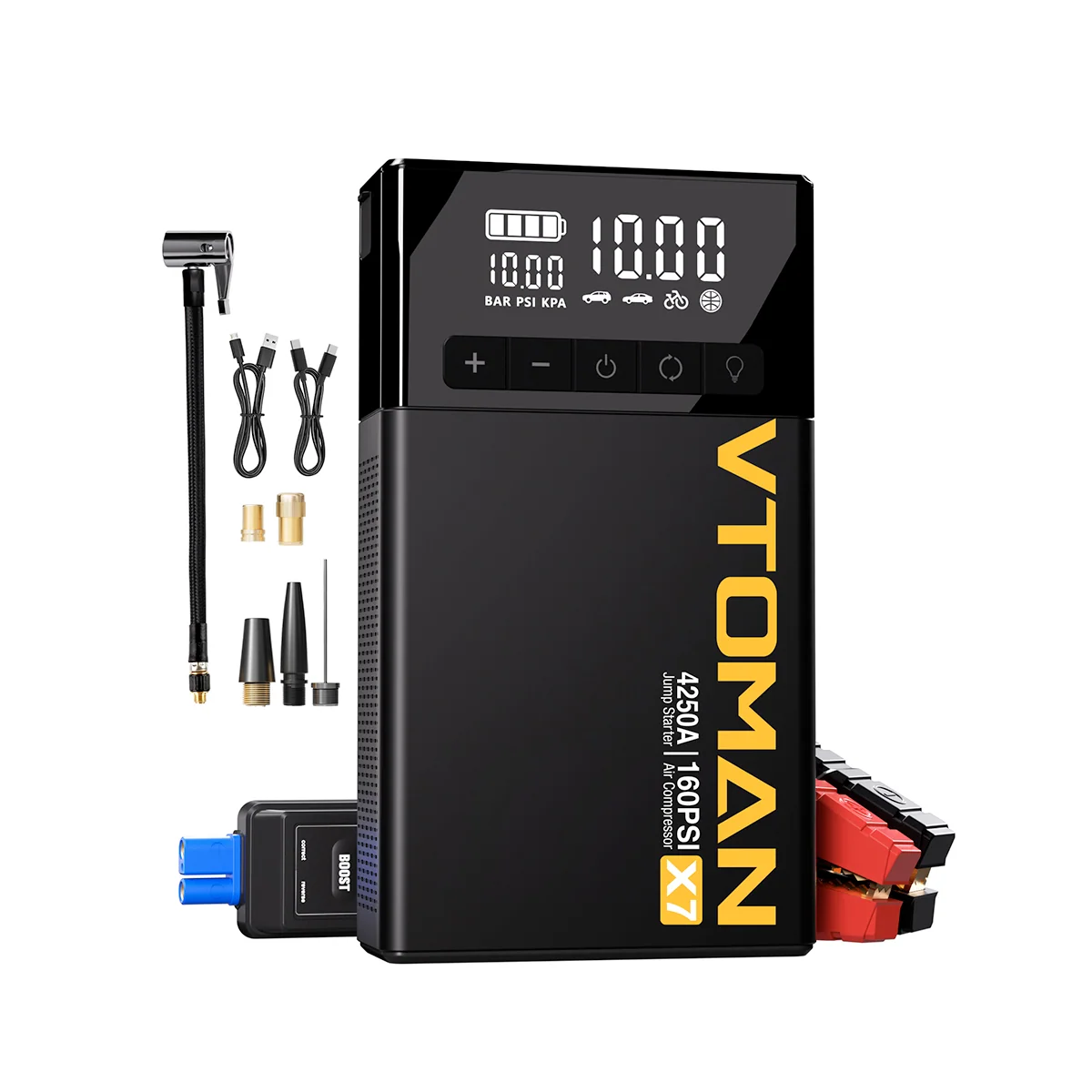 VTOMAN X7 4250A Portable Car Jump Starter with 160 PSI Air Compressor